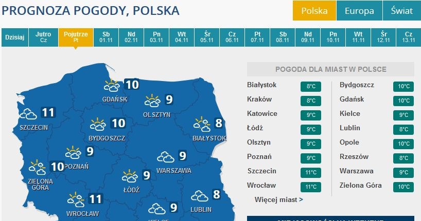 Prognoza pogody na piątek /INTERIA.PL