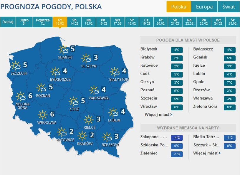 Prognoza pogody na piątek /INTERIA.PL