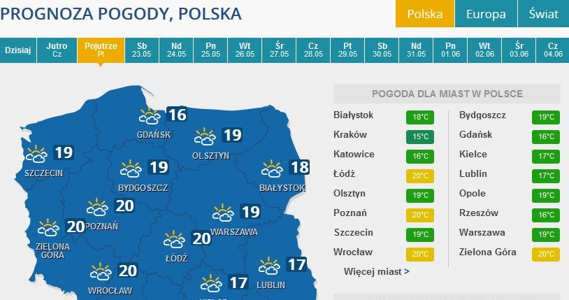 Prognoza pogody na piątek /INTERIA.PL