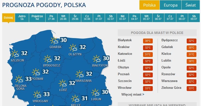 Prognoza pogody na piątek /INTERIA.PL