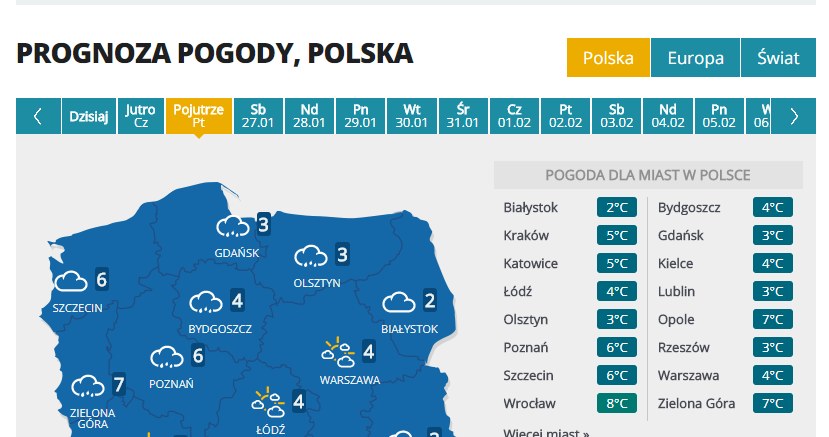 Prognoza pogody na piątek /INTERIA.PL