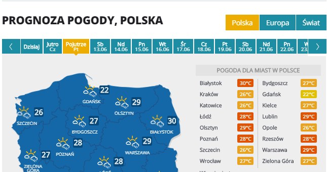 Prognoza pogody na piątek /INTERIA.PL