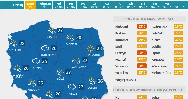 Prognoza pogody na piątek /INTERIA.PL