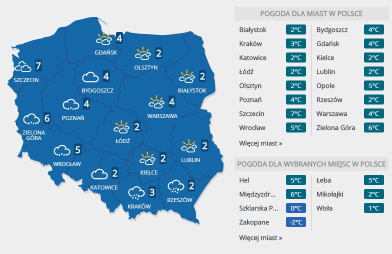 Prognoza pogody na poniedziałek, 31 grudnia /INTERIA.PL