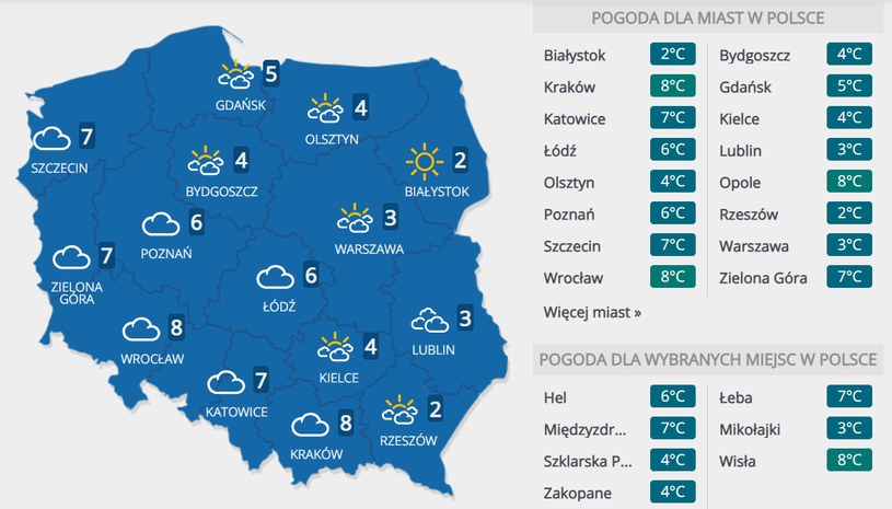 Prognoza pogody na poniedziałek, 7 grudnia /INTERIA.PL