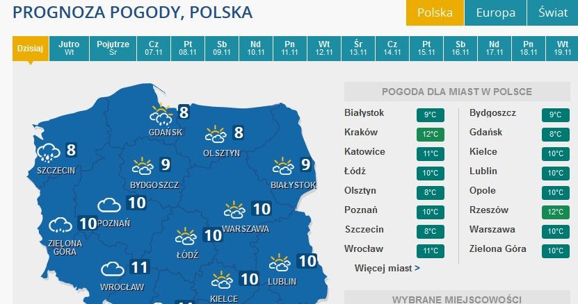 Prognoza pogody na poniedziałek /INTERIA.PL