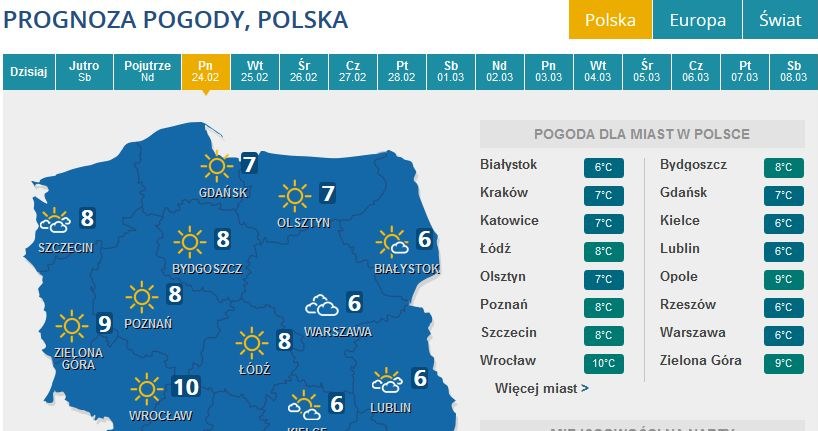 Prognoza pogody na poniedziałek /INTERIA.PL