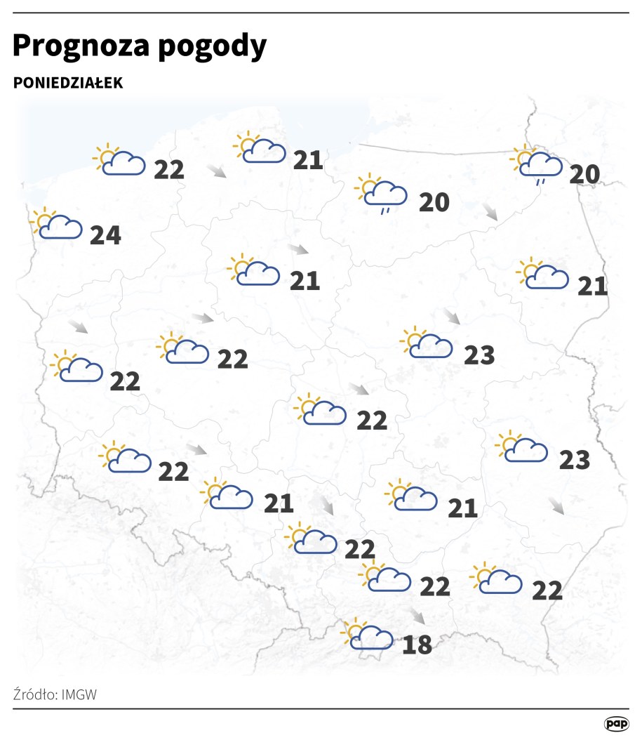 Prognoza pogody na poniedziałek /Adam Ziemienowicz /PAP
