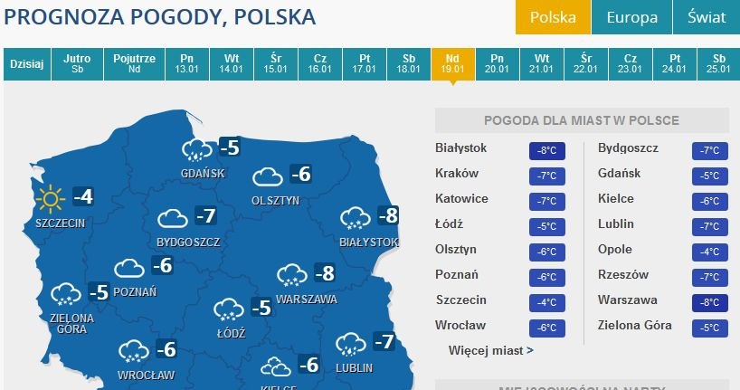 Prognoza pogody na przyszłą niedzielę /INTERIA.PL