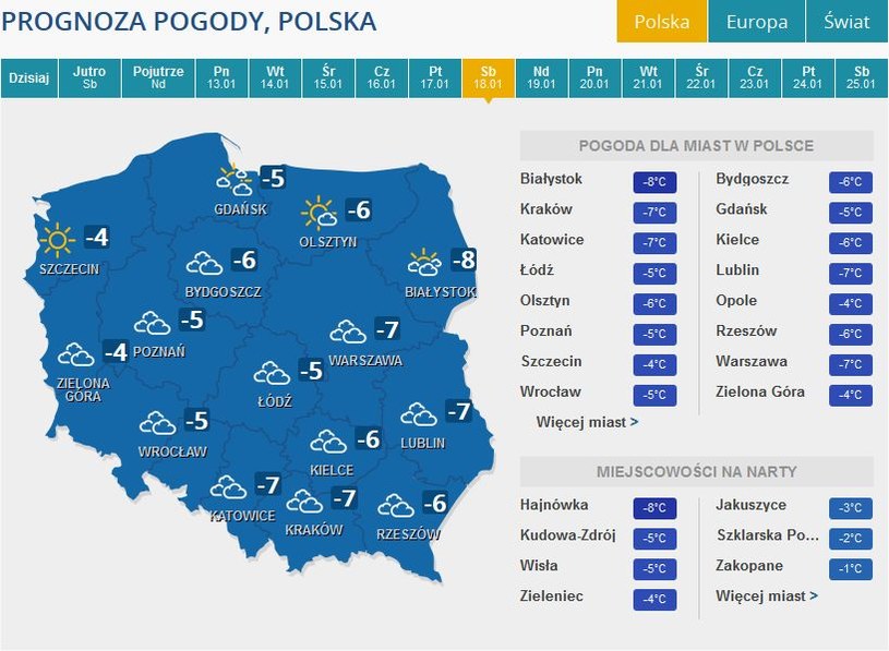 Prognoza pogody na przyszłą sobotę /INTERIA.PL