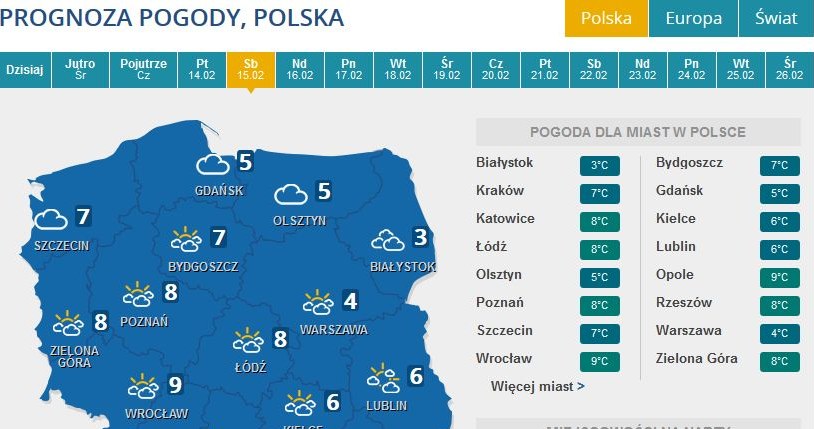 Prognoza pogody na sobotę /INTERIA.PL