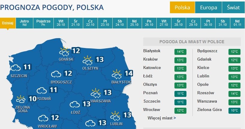 Prognoza pogody na sobotę /INTERIA.PL