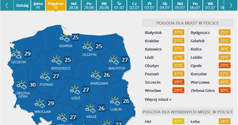 Prognoza pogody na sobotę /INTERIA.PL