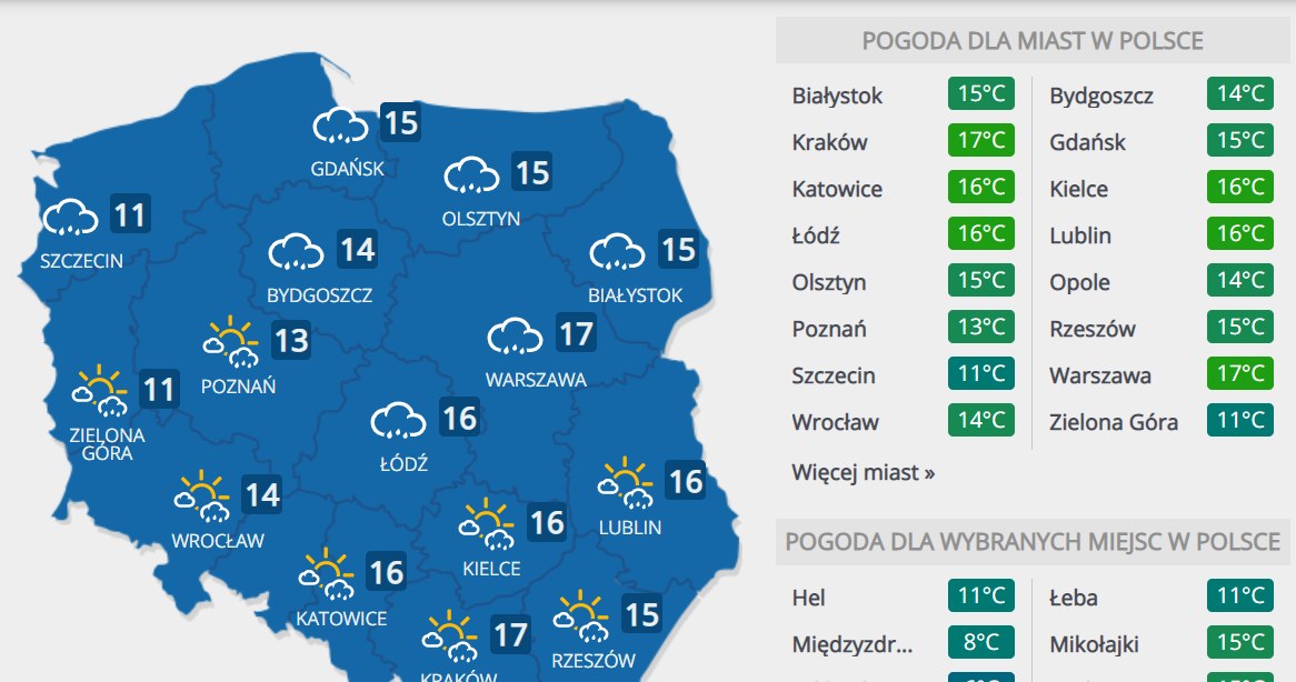 Prognoza pogody na sobotę /INTERIA.PL