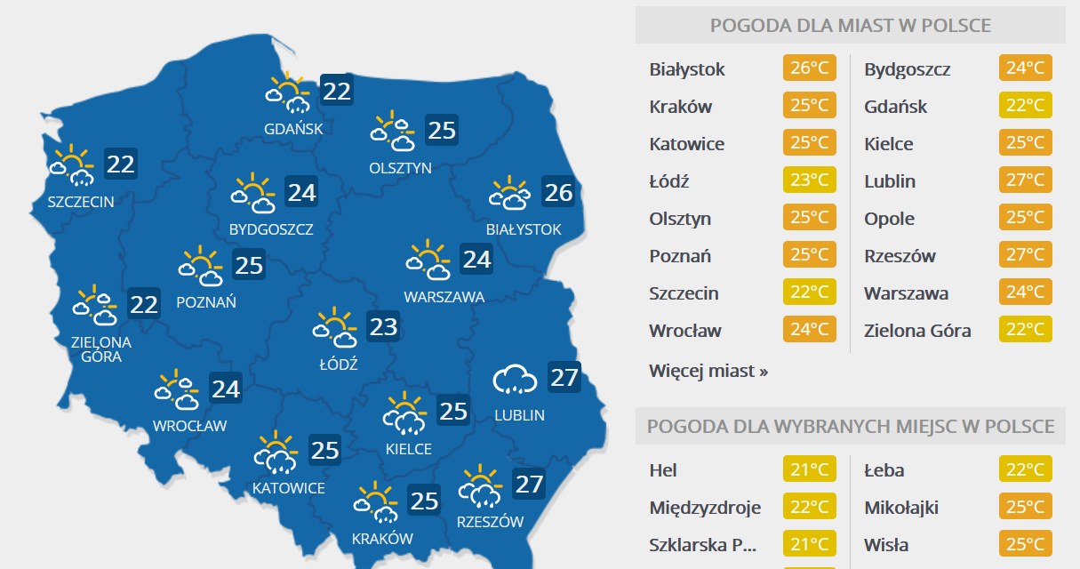 Prognoza pogody na sobotę /INTERIA.PL