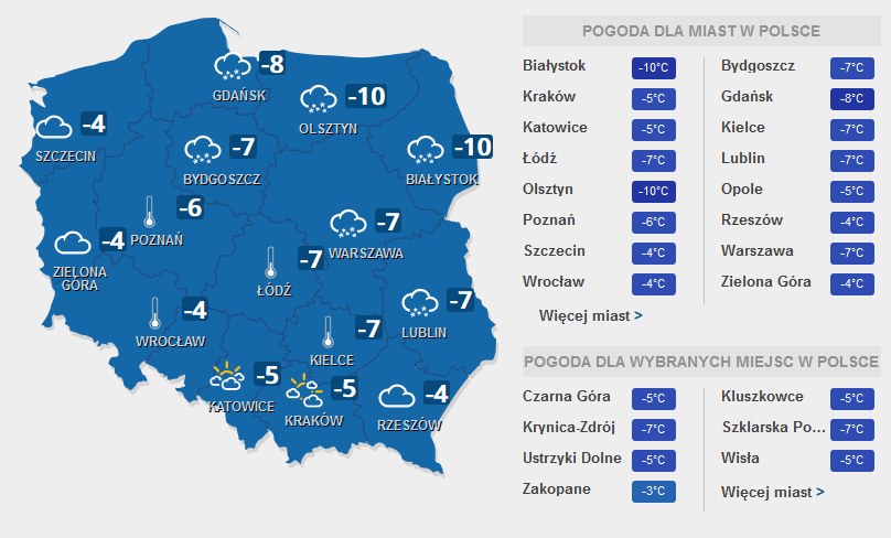 Prognoza pogody na środę, 8 lutego /INTERIA.PL