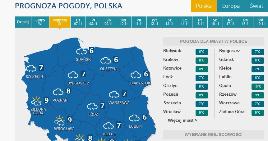 Prognoza pogody na środę /INTERIA.PL