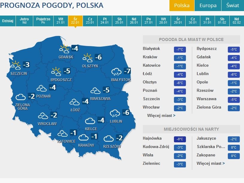 Prognoza pogody na środę /INTERIA.PL