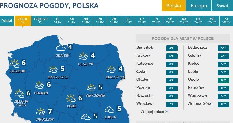 Prognoza pogody na środę /INTERIA.PL