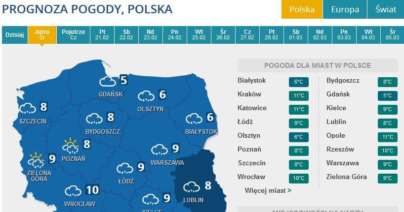 Prognoza pogody na środę /INTERIA.PL