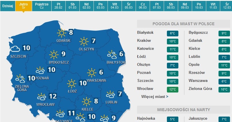 Prognoza pogody na środę /pogoda.interia.pl /INTERIA.PL