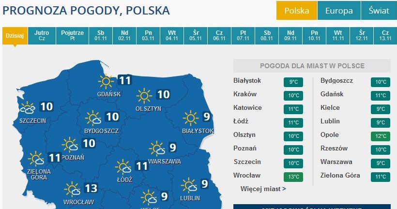 Prognoza pogody na środę /INTERIA.PL