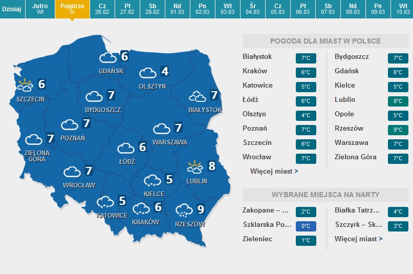 Prognoza pogody na środę /pogoda.interia.pl /INTERIA.PL