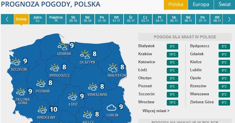 Prognoza pogody na środę /INTERIA.PL