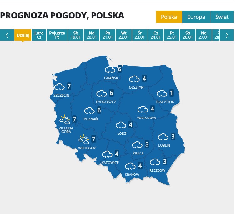 Prognoza pogody na środę /INTERIA.PL