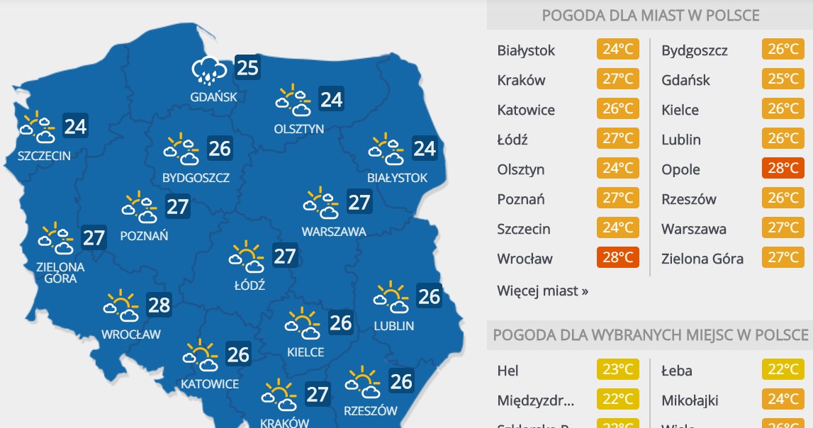 Prognoza pogody na środę /INTERIA.PL
