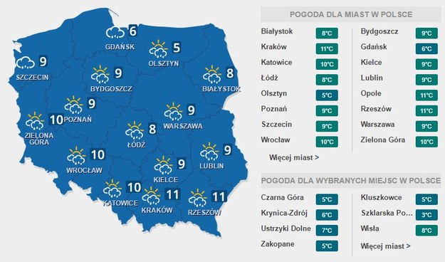 Prognoza pogody na Wielką Niedzielę /pogoda.interia.pl /Zrzut ekranu