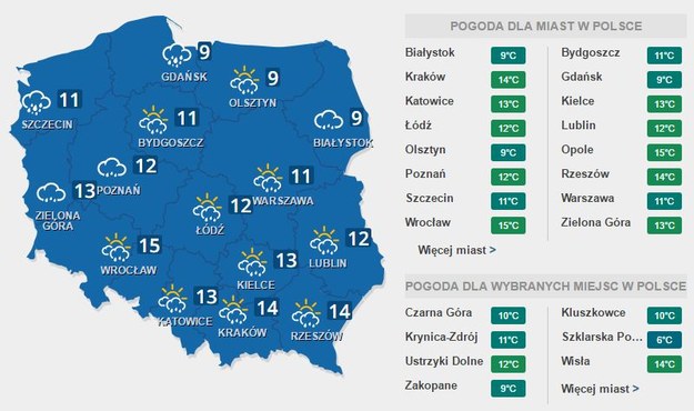 Prognoza pogody na Wielką Sobotę /pogoda.interia.pl /Zrzut ekranu