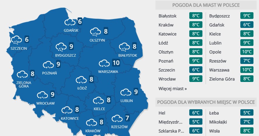 Prognoza pogody na wigilię Bożego Narodzenia /INTERIA.PL