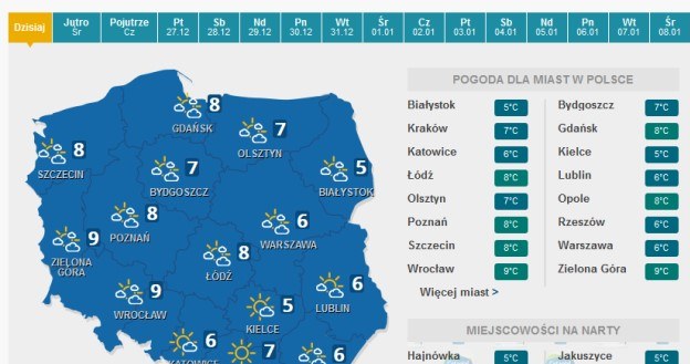 Prognoza pogody na Wigilię /pogoda.interia.pl /INTERIA.PL