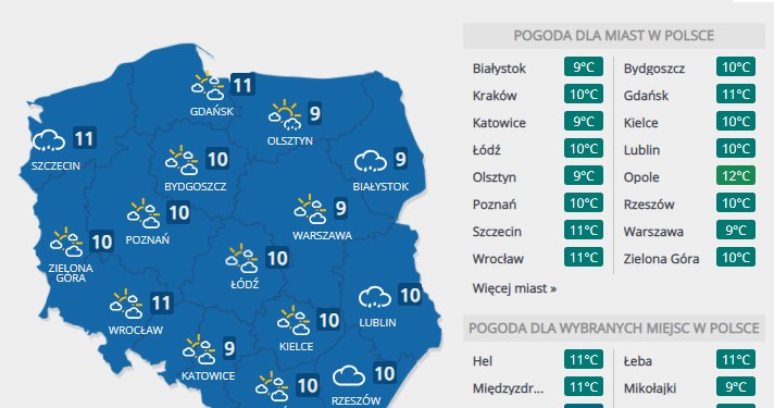 Prognoza pogody na wtorek, 17 listopada /INTERIA.PL