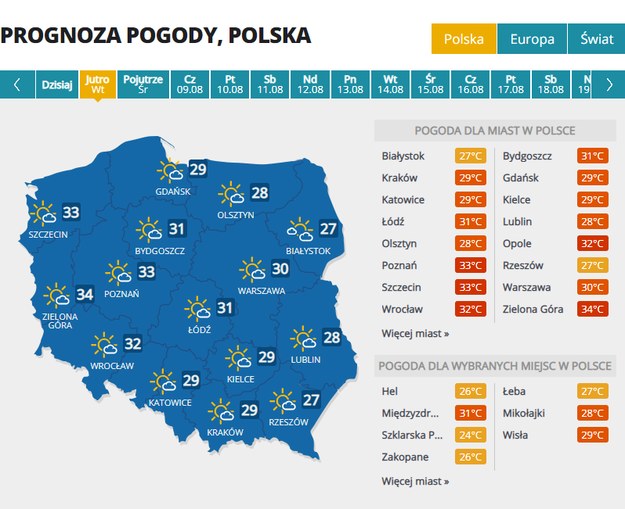 Prognoza pogody na wtorek /Interia.pl /