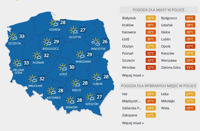 Prognoza pogody na wtorek /Interia.pl /