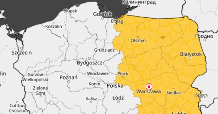 Prognoza pogody to zapowiedź zagrożeń, które dotkną kraj w sobotę. Na zachodzie i południu ma spaść śnieg, ściana wschodnia to oblodzenia i opady marznące. /imgw.pl /materiały prasowe