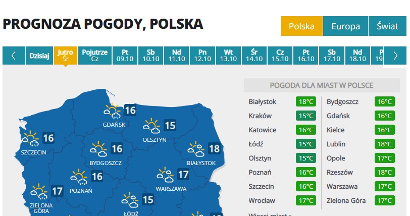 Prognoza pogody w środę /INTERIA.PL