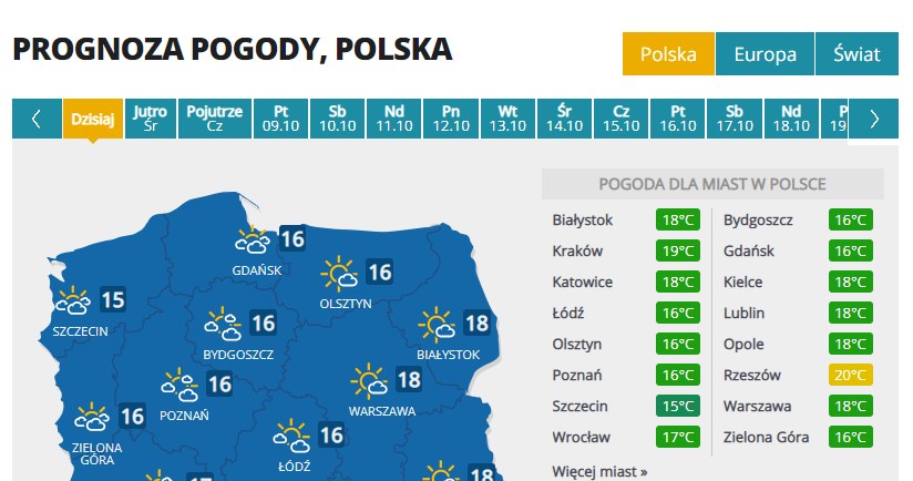 Prognoza pogody we wtorek /INTERIA.PL