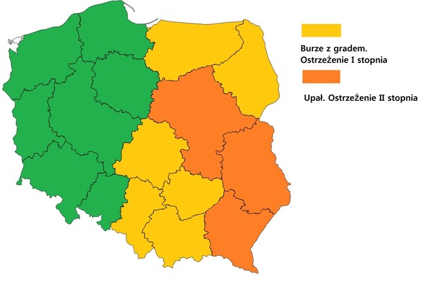 Prognoza zagrożeń. Sobota, 19 sierpnia /IMGiW /Grafika RMF FM