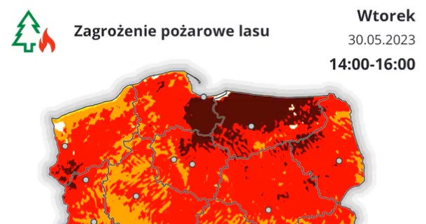 Prognoza zagrożenia pożarowego lasów w Polsce na wtorek /IMGW