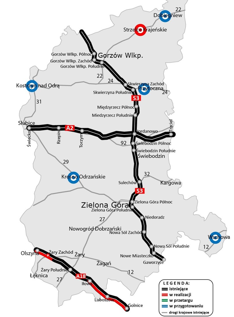 Program budowy 100 obwodnic przewiduje, że w województwie lubuskim powstanie sześć tras. /GDDKiA