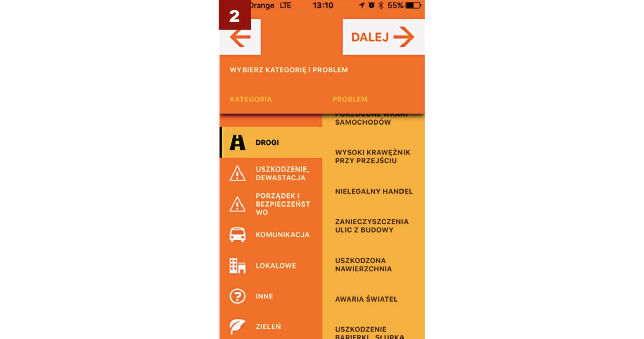 Program umożliwia zgłaszanie różnych awarii. Można również dołączyć dodatkowy opis. /Motor