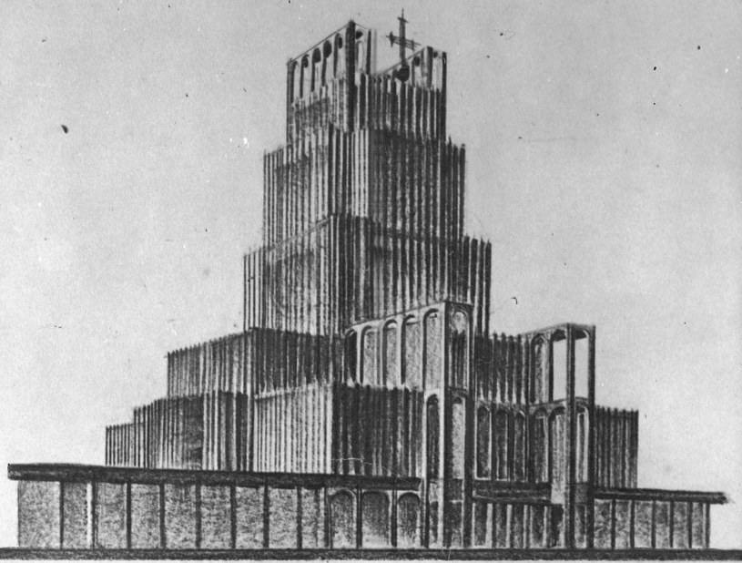 Projekt Świątyni Opatrzności Bożej Bohdana Pniewskiego z 1930 roku /Z archiwum Narodowego Archiwum Cyfrowego