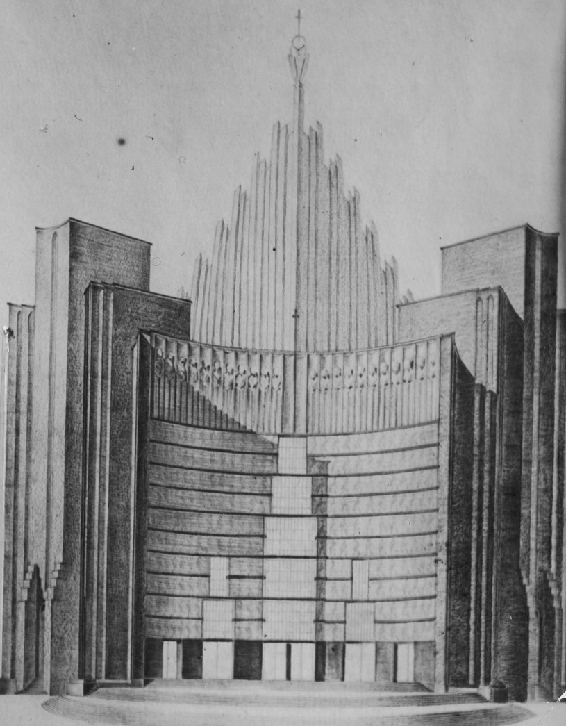 Projekt Świątyni Opatrzności Bożej Jana Witkiewicza z 1930 roku /Z archiwum Narodowego Archiwum Cyfrowego