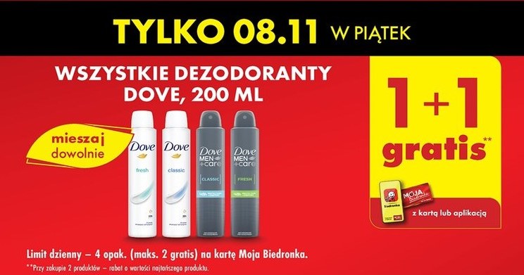 Promocje w Biedronce na 8 listopada - Dezodoranty Dove /Biedronka /INTERIA.PL