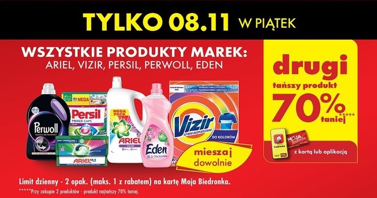 Promocje w Biedronce na 8 listopada - Produkty do prania Ariel, Vizir, Persil, Perwoll, Eden /Biedronka /INTERIA.PL