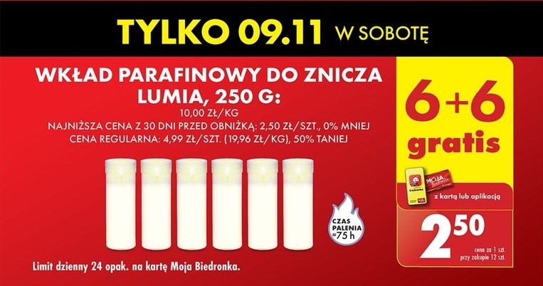 Promocje w Biedronce na 9 listopada - Wkłady do zniczy /Biedronka /INTERIA.PL