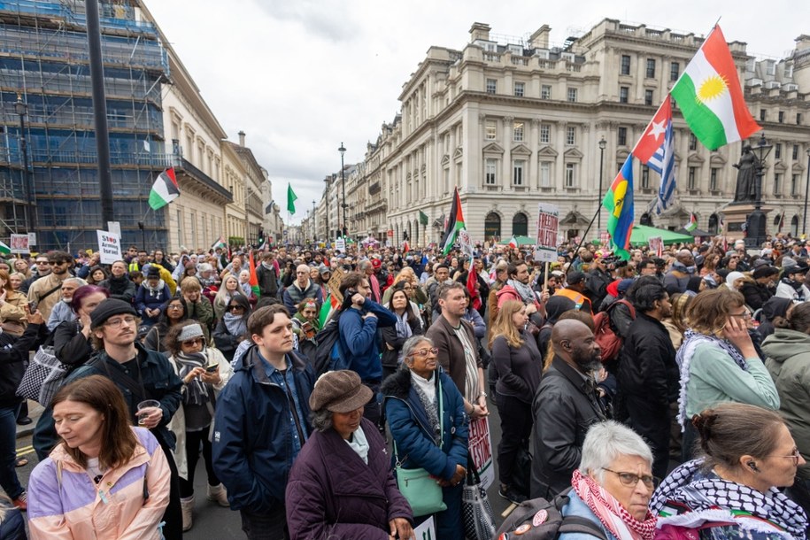 Propalestyńska manifestacja w Londynie. /Tayfun Salci /PAP/EPA